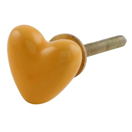 Mustard Tiny Heart Ceramic Cabinet Knobs